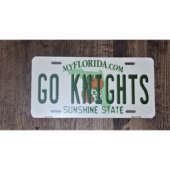 NCAA Go Knights License Plate College Background Metal Tag Central Florida UCF - Picture 2 of 3